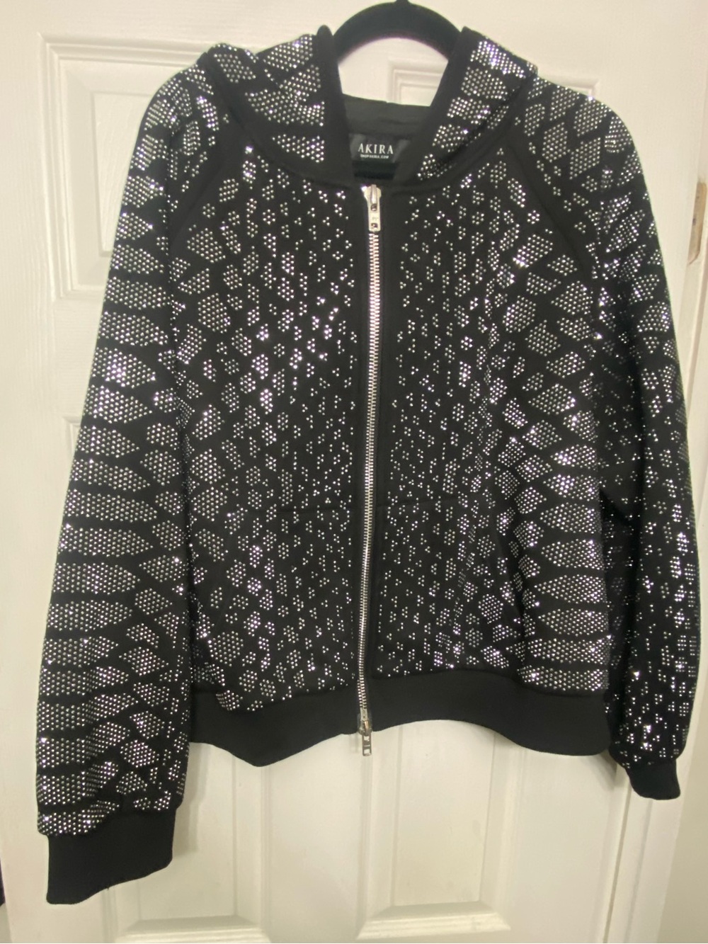 Akira Sneaky Little Snake Rhinestone Zip Up Hoodie